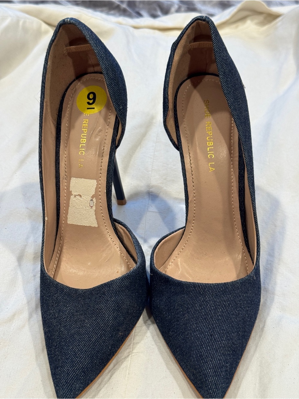 Women's Denim Pointed-Toe Pumps - Navy